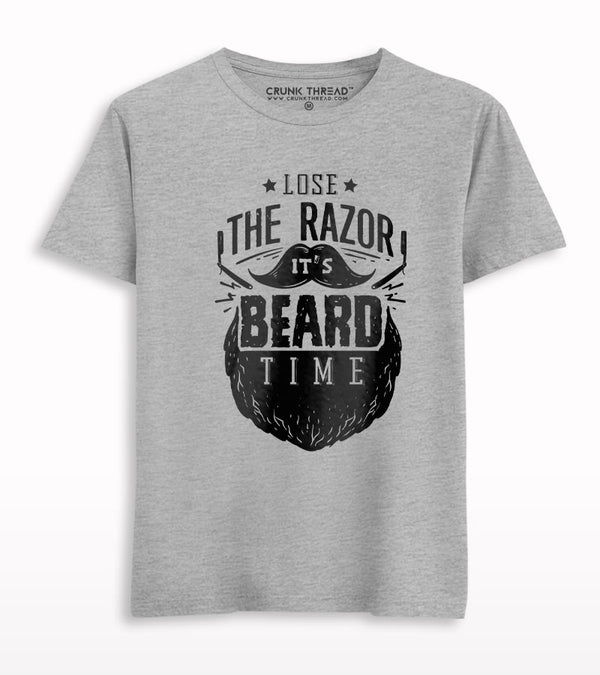 It's Beard Time Print Half Sleeve T-shirt