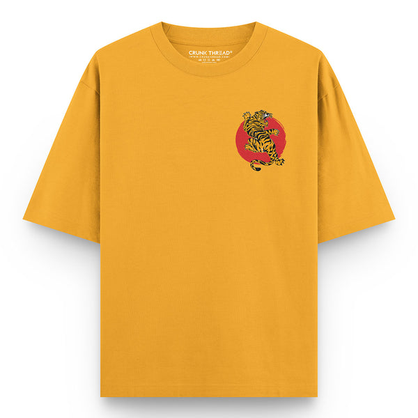 Japanese-Tiger-Mustard-Yellow-Oversized-T-shirt-front - Crunk Thread