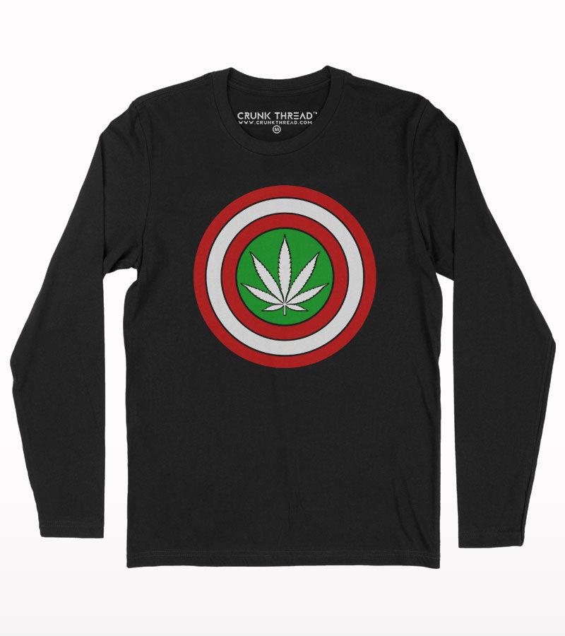 Marijuana Shield Printed Full Sleeve T-shirt - Crunk Thread