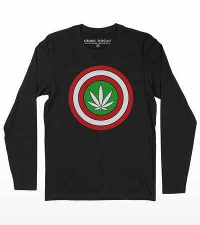 Marijuana Shield Printed Full Sleeve T-shirt - Crunk Thread