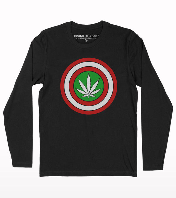 Marijuana Shield Printed Full Sleeve T-shirt