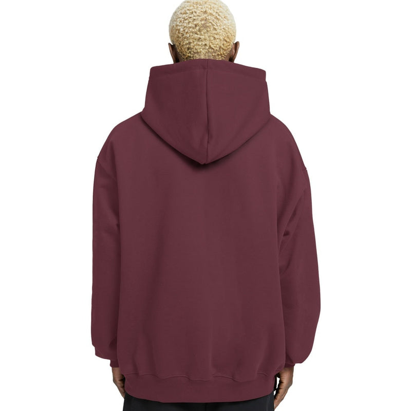 Plain Relaxed Fit Drop Shoulder Maroon Hoodie