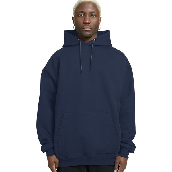 Plain Relaxed Fit Drop Shoulder Navy Blue Hoodie - Crunk Thread