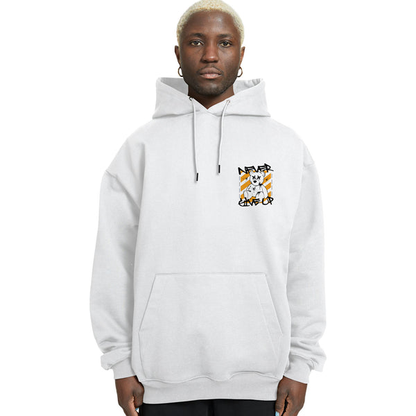 Never Give up Teddy Relaxed Drop Shoulder Hoodie - Crunk Thread