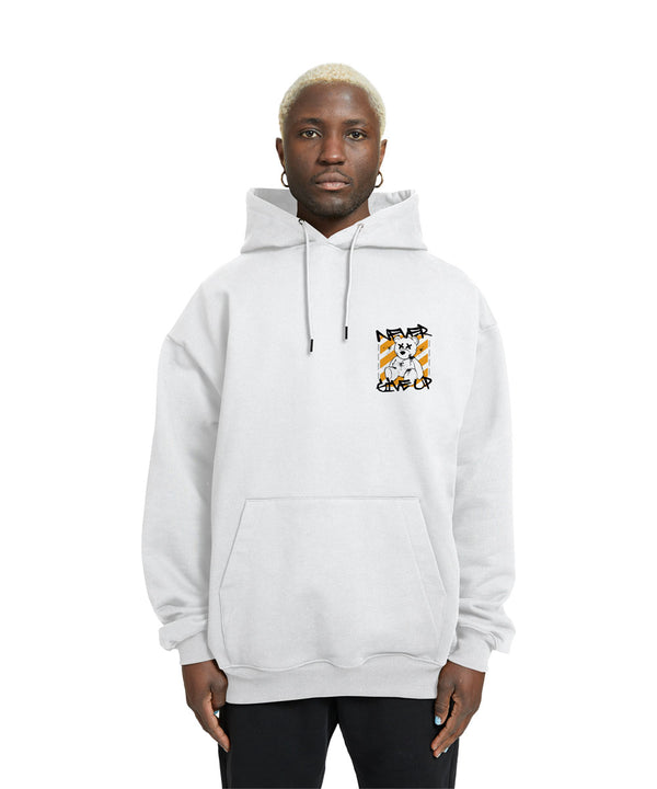 Never Give up Teddy Relaxed Drop Shoulder Hoodie