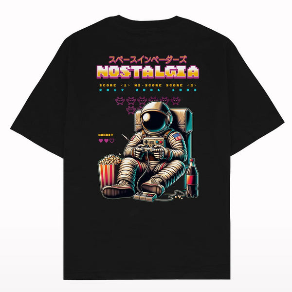 Nostalgia Gamer Astronaut Oversized T-shirt - Crunk Thread