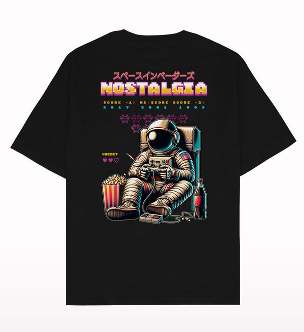 Nostalgia Gamer Astronaut Oversized T-shirt Back