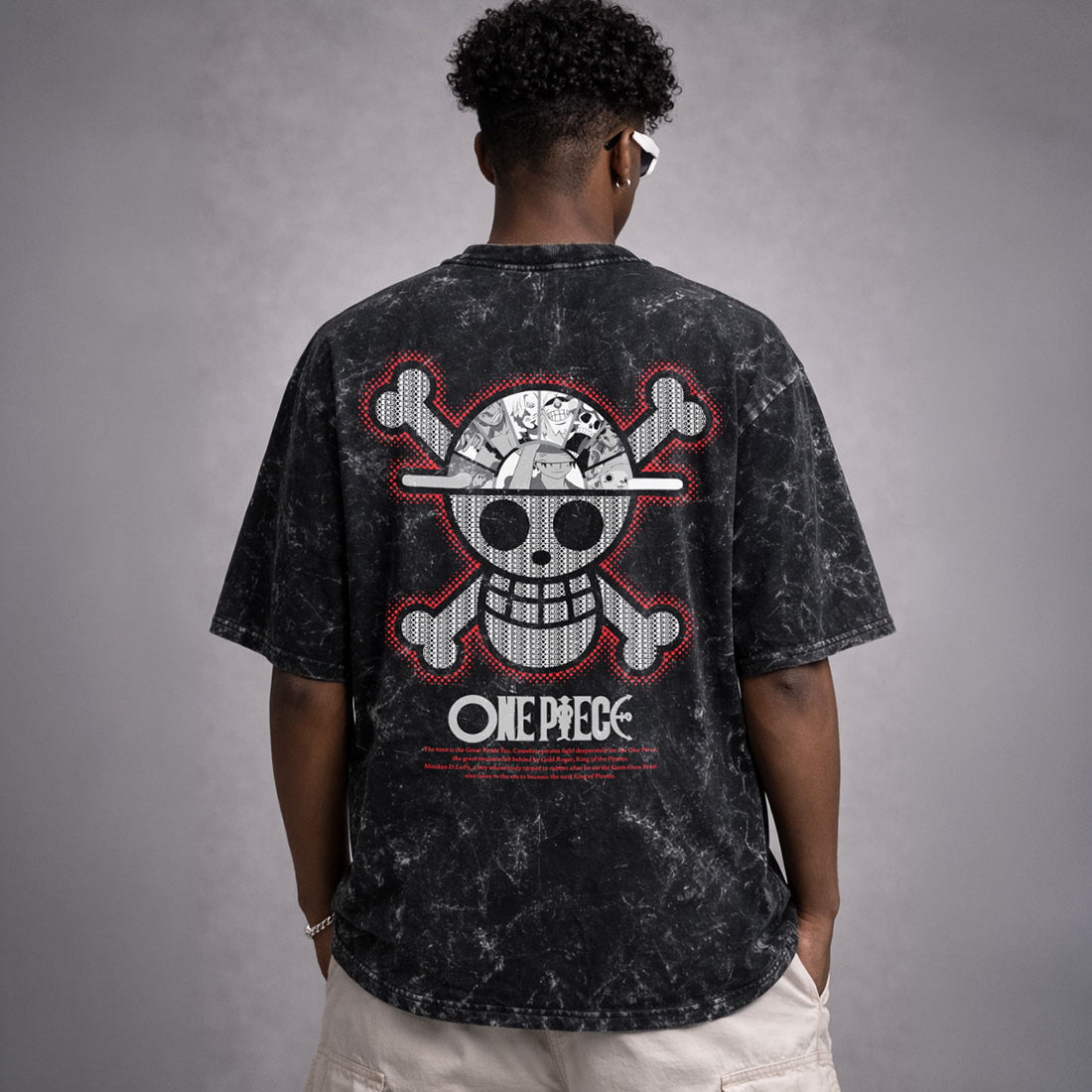 Onepiece-acid-wash-oversized-t-short-back - Crunk Thread