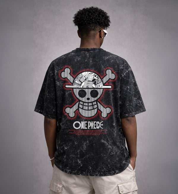 Strawhat OnePiece Acid Wash Oversized T-shirt