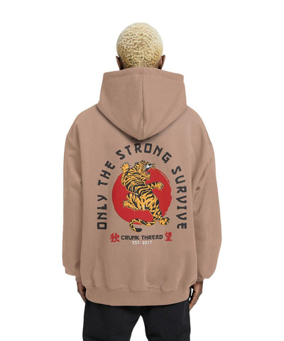 Japanese Tiger Relaxed Fit Drop Shoulder Hoodie - Crunk Thread