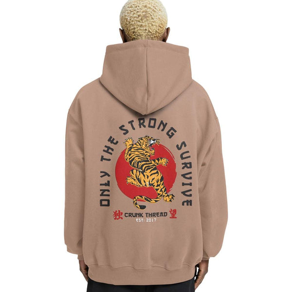 Japanese Tiger Relaxed Fit Drop Shoulder Hoodie - Crunk Thread