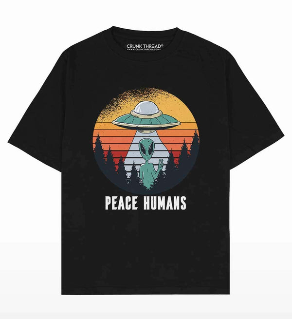 Peace Humans Alien Oversized T-shirt