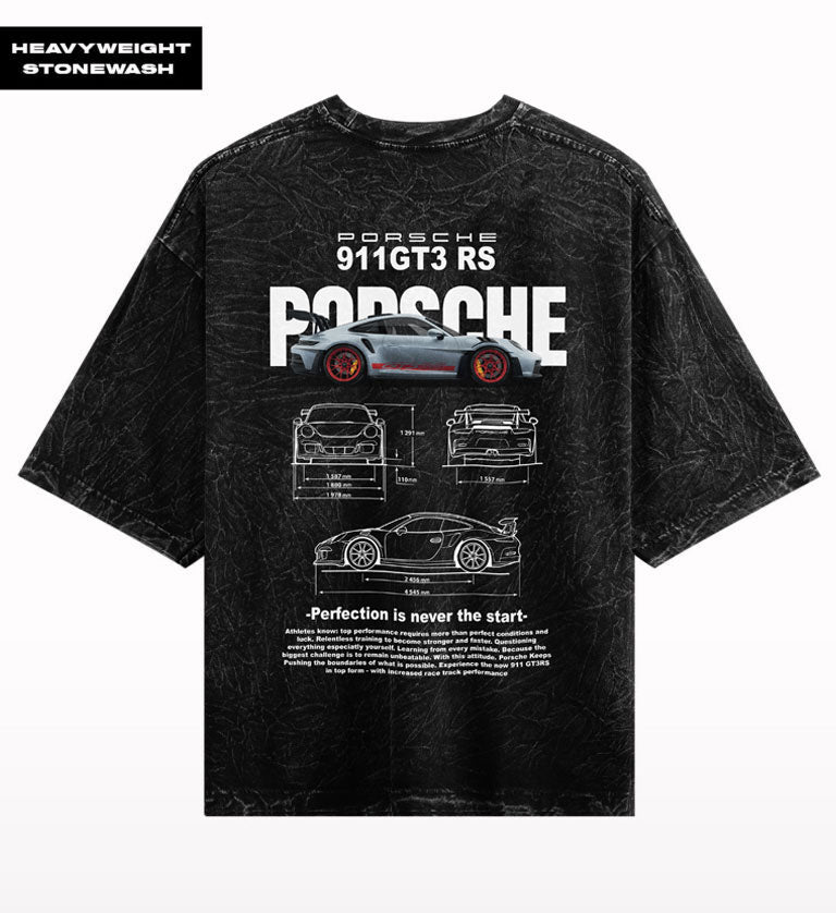 Porsche GT3 stone wash oversized t-shirt vintage streetwear India