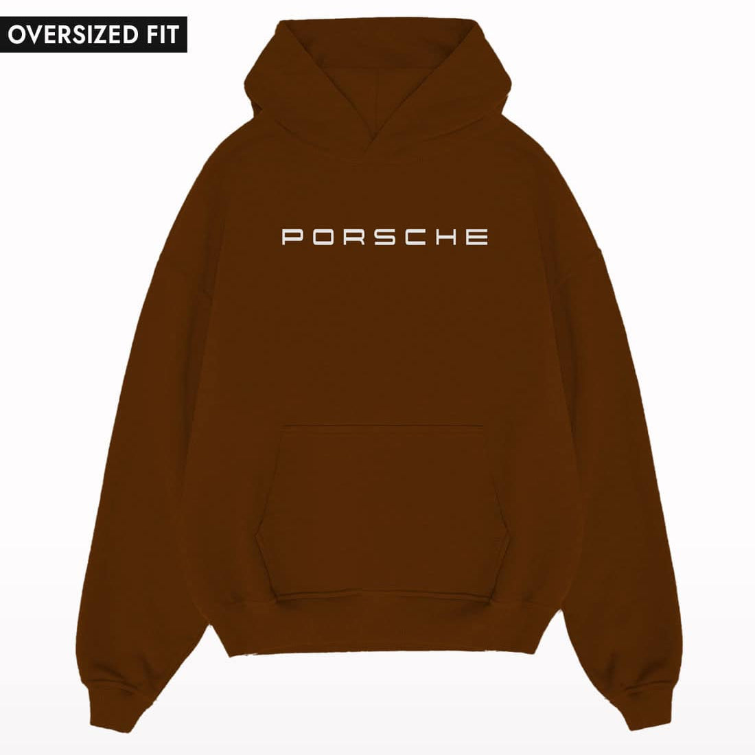 PORSCHE-DARK-CHOCOLATE-OVERSIZED-HOODIE-FRONT - Crunk Thread