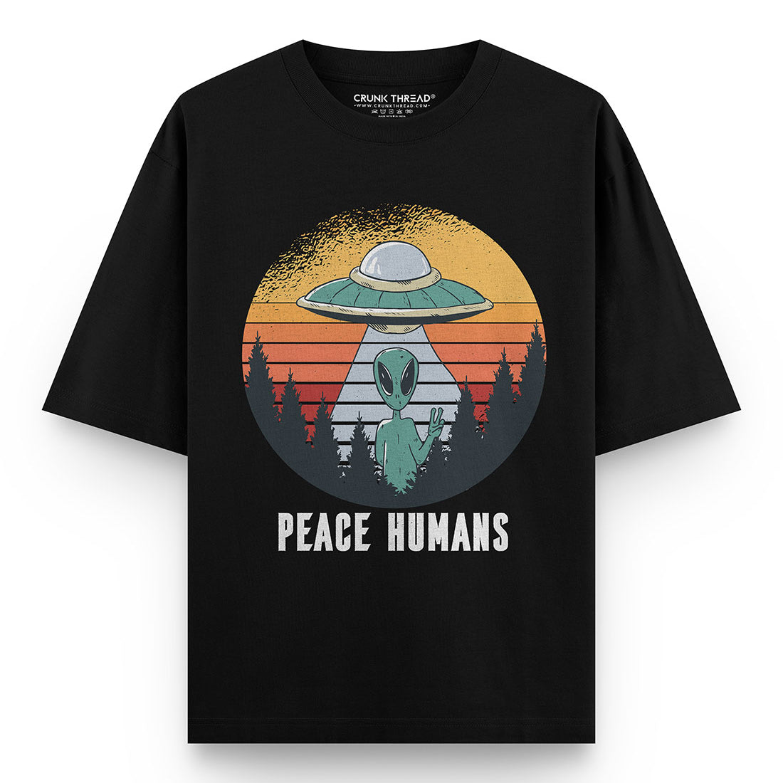 Peace Humans Alien Oversized T-shirt