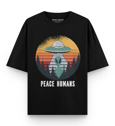Peace Humans Alien Oversized T-shirt