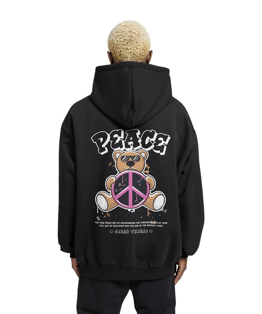 Peace Teddy Bear Relaxed Drop Shoulder Hoodie - Crunk Thread