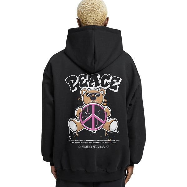 Peace Teddy Bear Relaxed Drop Shoulder Hoodie - Crunk Thread
