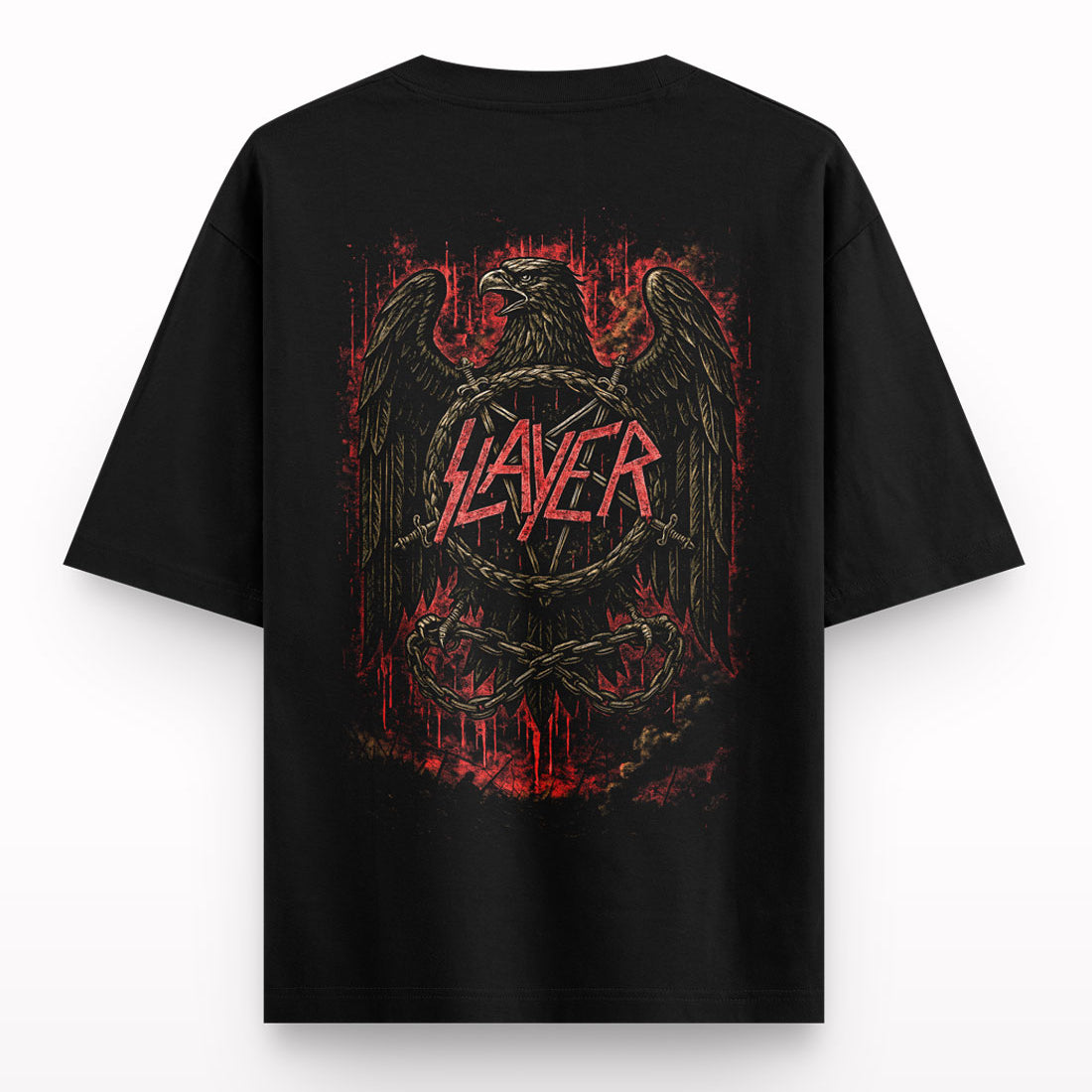 Raging-eagle-back-oversized-t-shirt - Crunk Thread