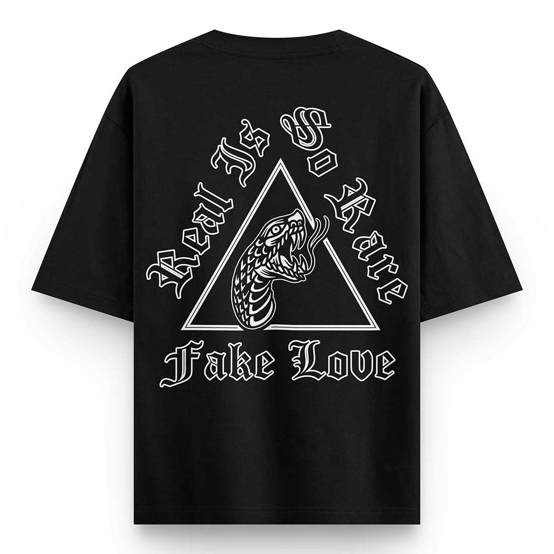 Fake Love Oversized Drop Shoulder T-shirt Front-Back Print T-shirt