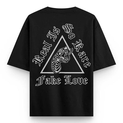 Fake Love Oversized Drop Shoulder T-shirt Front-Back Print T-shirt
