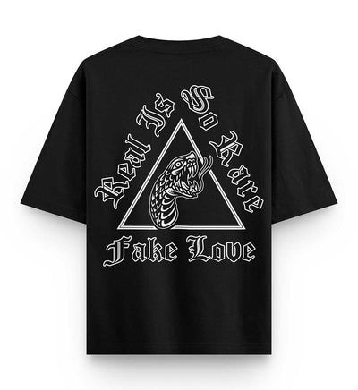 Fake Love Oversized Drop Shoulder T-shirt Front-Back Print T-shirt