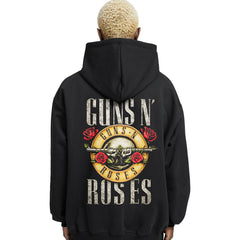 Retro Band Emblem Relaxed Fit Drop Shoulder Hoodie