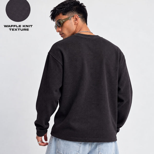 Sacred Soul Waffle Knit Oversized Full Sleeve T-shirt