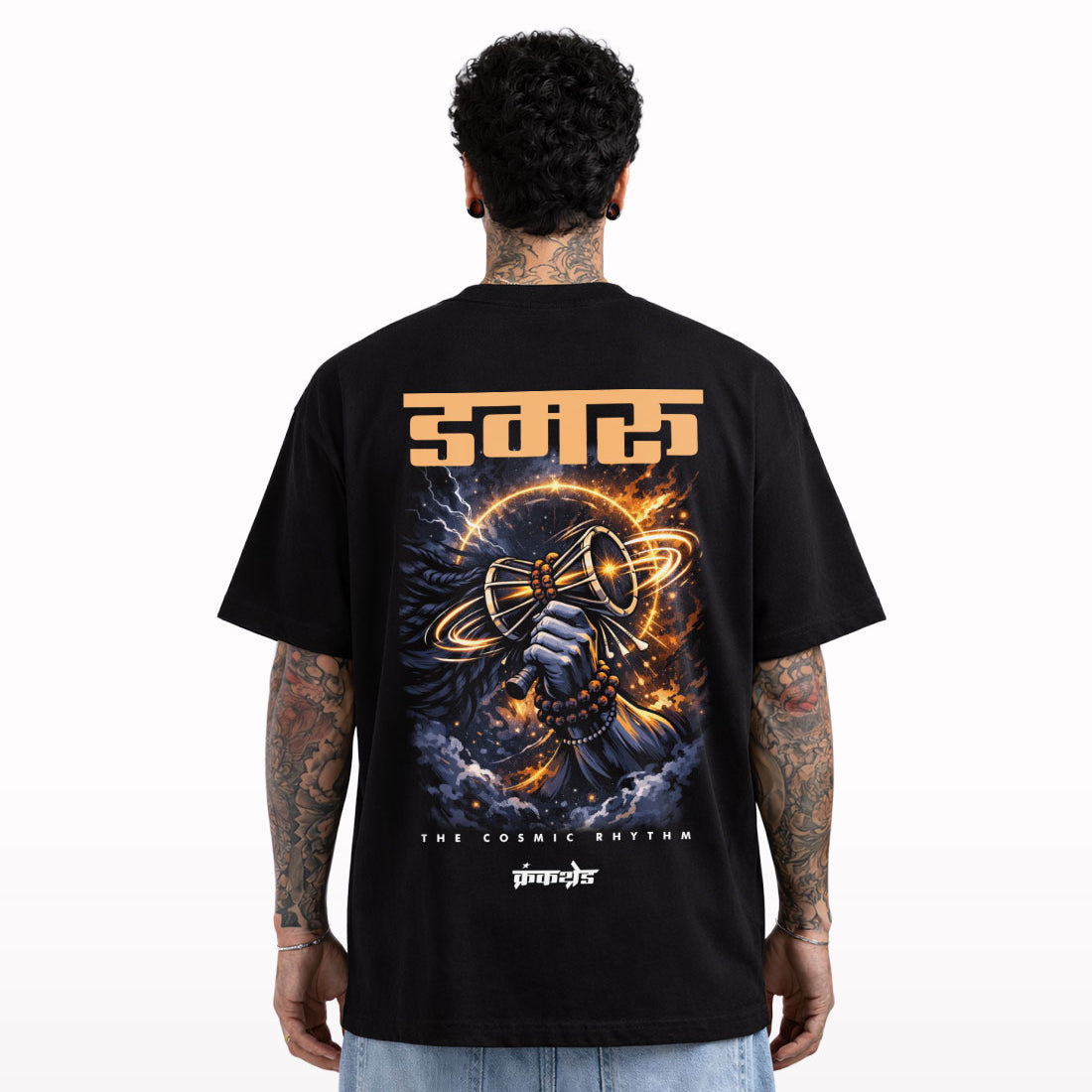 Shiva-Damru-Oversized-t-shirt-back - Crunk Thread