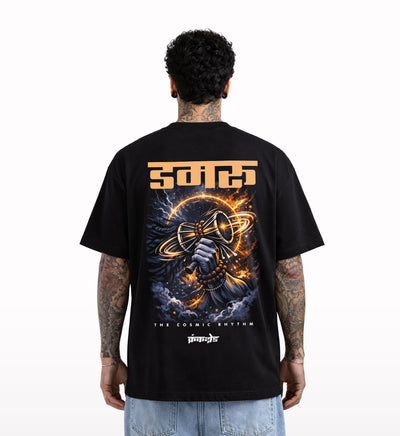 Shiva-Damru-Oversized-t-shirt-back - Crunk Thread
