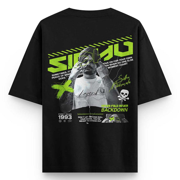 Sidhu Moosewala Oversized T-Shirt Back View | Crunk Thread