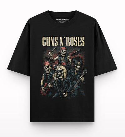 Skeleton-Rock-Band-Oversized-T-shirt - Crunk Thread