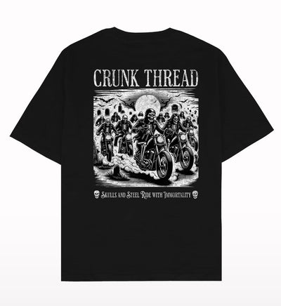 Skull Biker Gang Oversized T-shirt - Crunk Thread