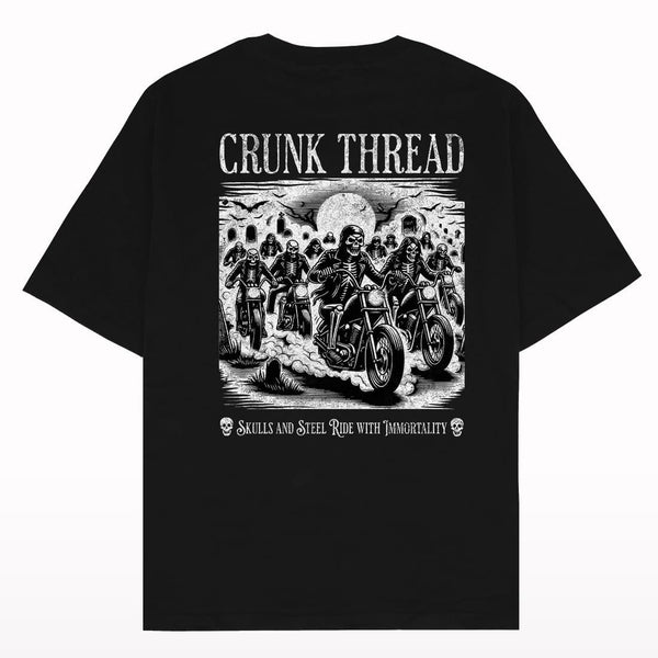 Skull Biker Gang Oversized T-shirt - Crunk Thread