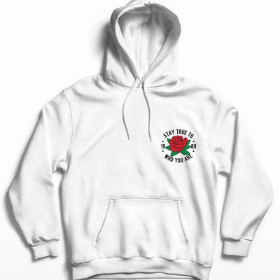 Stay True Rose Printed Hoodie - Crunk Thread