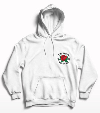 Stay True Rose Printed Hoodie - Crunk Thread