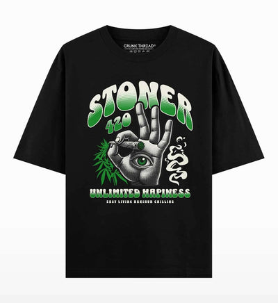 Stoner 420 Unlimited Happiness Oversized T-shirt - Crunk Thread