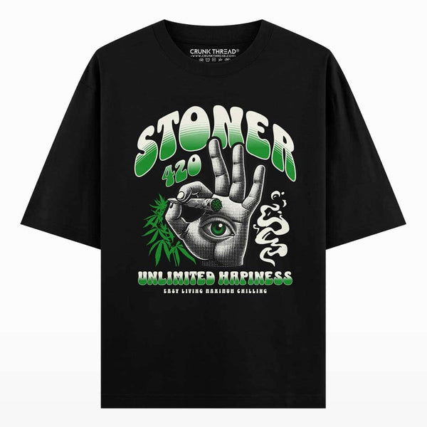 Stoner 420 Unlimited Happiness Oversized T-shirt - Crunk Thread