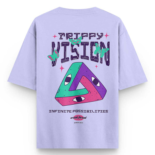Trippy-vision-oversized-t-shirt-lavender-back - Crunk Thread