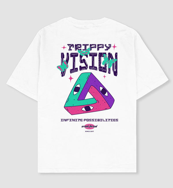 Trippy Vision Y2k Oversized T-shirt white back