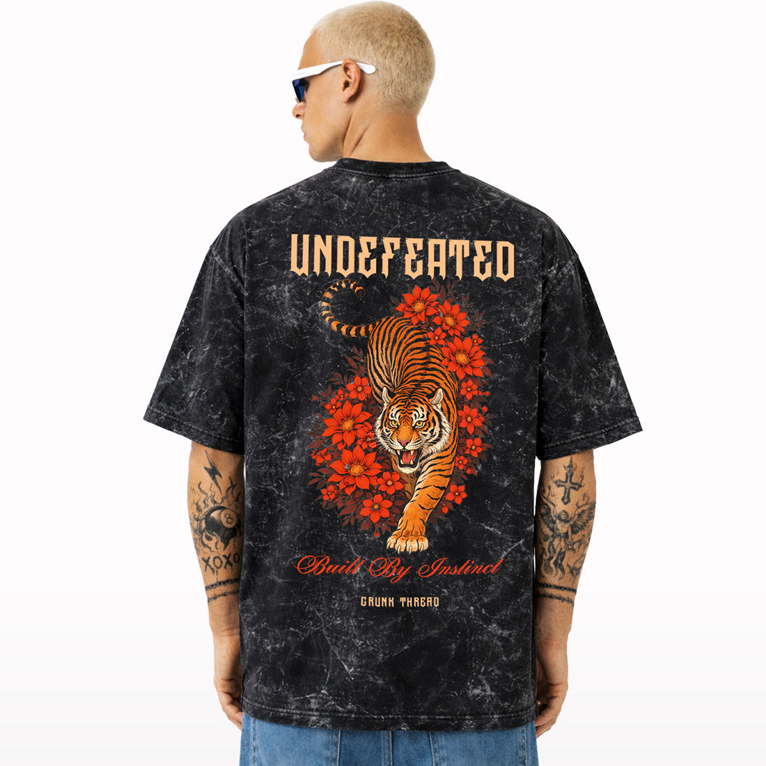 Undefeated-Acid-wash-black-oversized-t-shirt-back - Crunk Thread