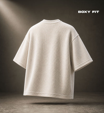 Waffle Knit Boxy Fit T-Shirt – Off White