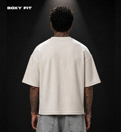 Waffle Knit Boxy Fit T-Shirt – Off White
