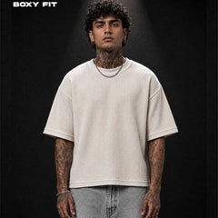 Waffle Knit Boxy Fit T-Shirt – Off White