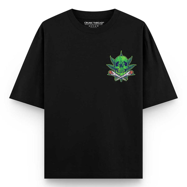 Weed-skull-Oversized-T-shirt - Crunk Thread