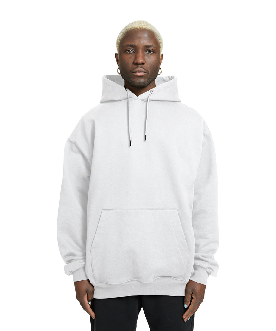 Plain Relaxed Fit Drop Shoulder White Hoodie - Crunk Thread