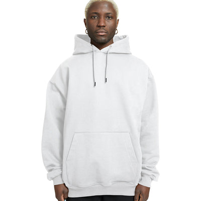 Plain Relaxed Fit Drop Shoulder White Hoodie - Crunk Thread