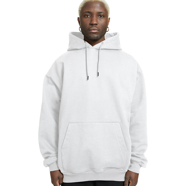 Plain Relaxed Fit Drop Shoulder White Hoodie - Crunk Thread