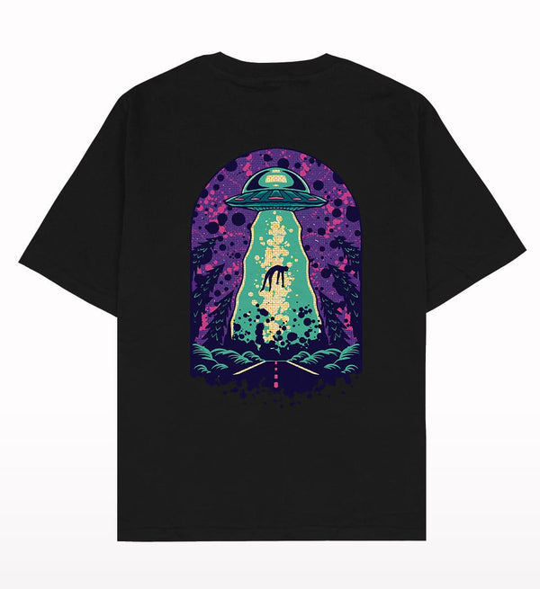 Alien abduction space oversized T-shirt