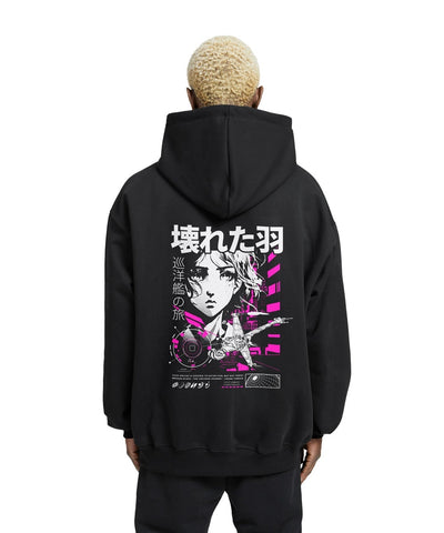 Anime Broken Angel Relaxed Fit Drop Shoulder Hoodie - Crunk Thread